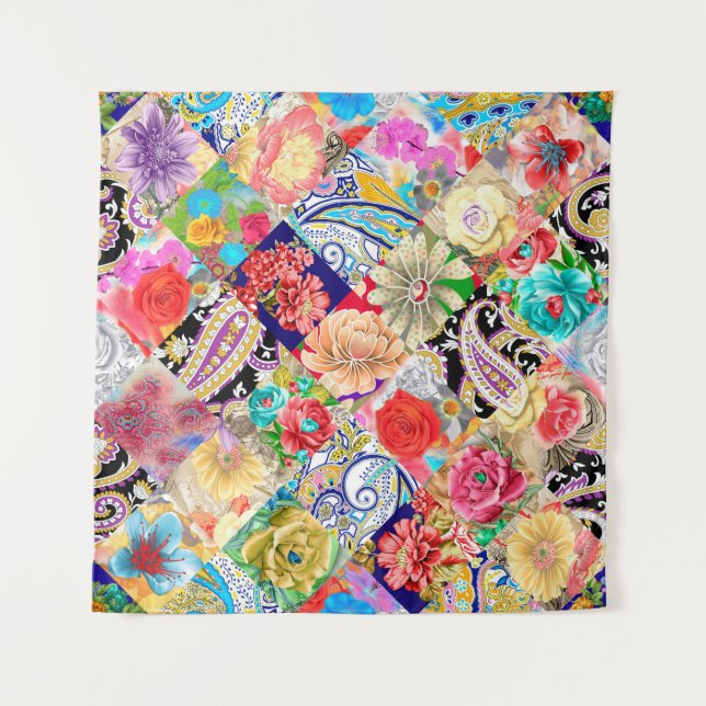 Embroidery seamless pattern with beautiful flowers tapestry (Front)
