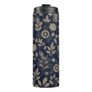 Embroidery seamless pattern with beautiful flowers thermal tumbler