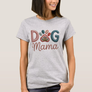 Embroidery Style Dog Mama - Mother's Day T-Shirt
