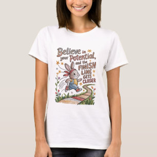 Embroidery T-Shirt Motivational Bunny Quote
