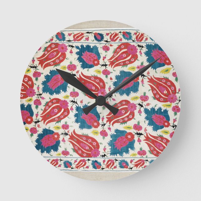 Embroidery, Turkish (textile) Round Clock (Front)