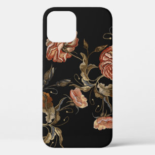 Embroidery vintage buds of roses pattern iPhone 12 case