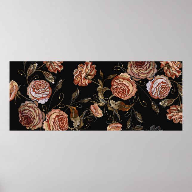 Embroidery vintage buds of roses pattern poster (Front)