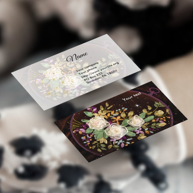 Embroidery White Roses Business Card (Creator Uploaded)
