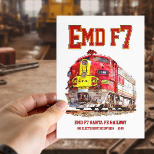 EMD F7 Santa Fe Warbonnet Diesel Locomotive. Postcard