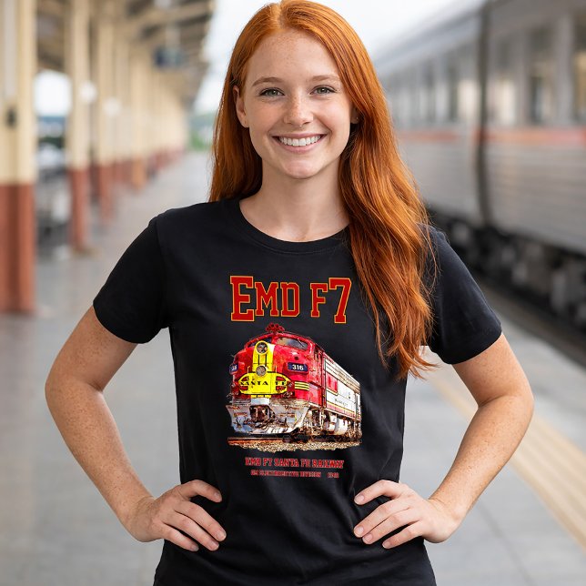 EMD F7 Santa Fe Warbonnet Diesel Locomotive. T-Shirt (EMD F7 Santa Fe Warbonnet Diesel Locomotive. Womens Basic T-Shirt)