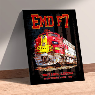EMD F7 Santa Fe Warbonnet with American Flag. Poster
