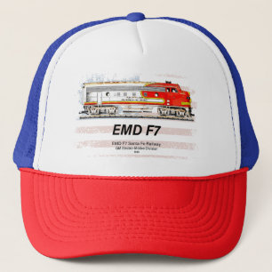 EMD F7 Santa Fe Warbonnet with American Flag. Trucker Hat