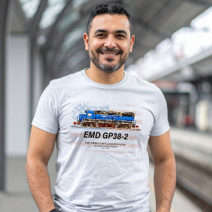 EMD GP38-2 Diesel Locomotive and American flag T-Shirt