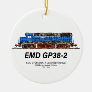 EMD GP38-2 Diesel Locomotive GATX blue and white Ceramic Ornament