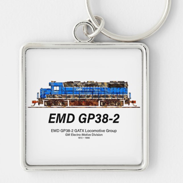 EMD GP38-2 Diesel Locomotive GATX blue and white Key Ring (Front)