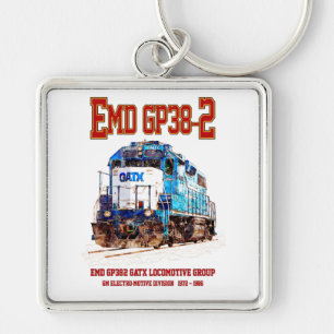 EMD GP38-2 Diesel Locomotive GATX blue and white Key Ring