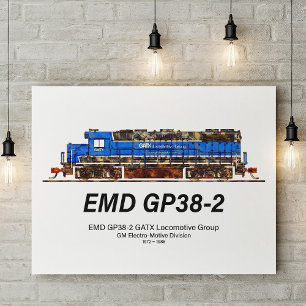 EMD GP38-2 Diesel Locomotive GATX blue and white Photo Print