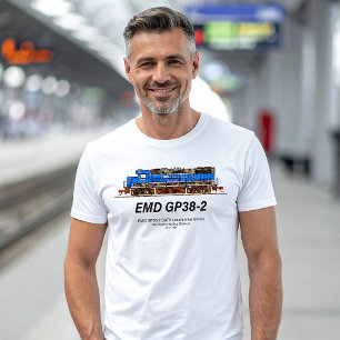 EMD GP38-2 Diesel Locomotive GATX blue and white T-Shirt