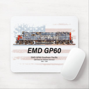 EMD GP60 Diesel Locomotive and American flag Mouse Pad