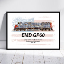 EMD GP60 Diesel Locomotive and American flag