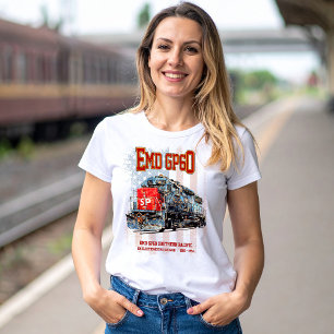 EMD GP60 Diesel Locomotive and American flag T-Shirt