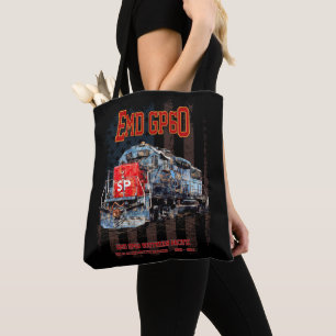 EMD GP60 Diesel Locomotive and American flag Tote Bag