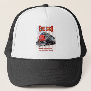 EMD GP60 Diesel Locomotive and American flag Trucker Hat