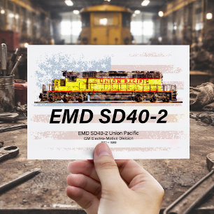EMD SD40-2 Diesel Locomotive. American flag Postcard