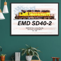EMD SD40-2 Diesel Locomotive. American flag