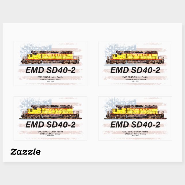 EMD SD40-2 Diesel Locomotive. American flag Rectangular Sticker (Sheet)