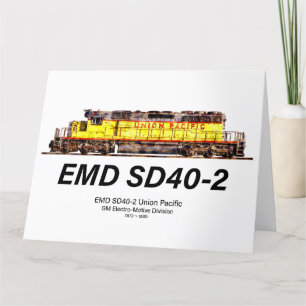 EMD SD40-2 Diesel Locomotive. Union Pacific Thank You Card