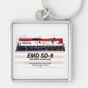 EMD SD-9 Locomotive USA 250th Anniversary Livery Key Ring