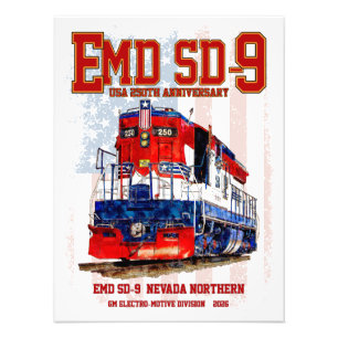EMD SD-9 Locomotive USA 250th Anniversary Livery Photo Print