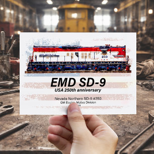 EMD SD-9 Locomotive USA 250th Anniversary Livery Postcard