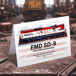 EMD SD-9 Locomotive USA 250th Anniversary Livery Thank You Card