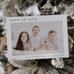 EMELIA Black Family Photo Peace On Earth Christmas Holiday Card