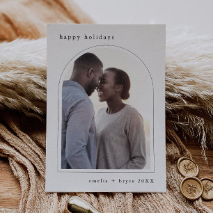 EMELIA Black Happy Holidays Cute Family Photo Holiday Card