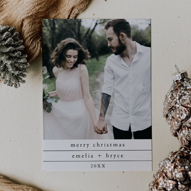 EMELIA Black Simple Family Photo Merry Christmas Holiday Card (EMELIA Black Simple Family Photo Merry Christmas Holiday Card)