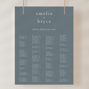 EMELIA Blue Rustic Wedding Seating Chart Template
