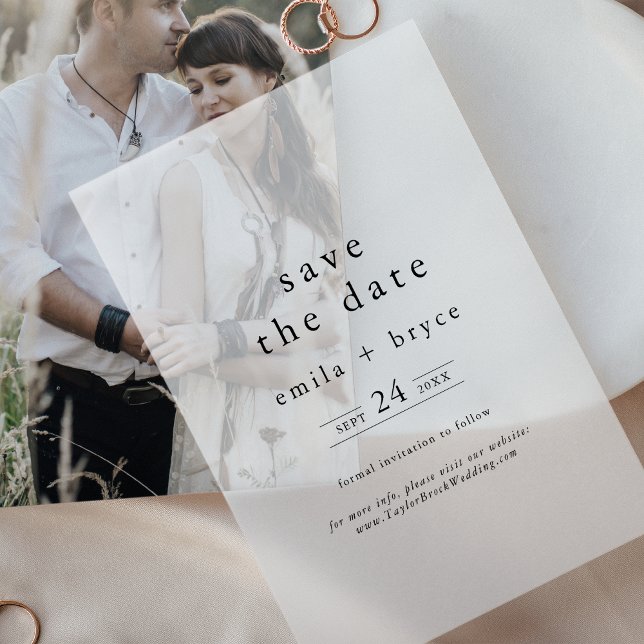 EMELIA Boho Chic Minimalist Wedding Save the Date Vellum Invitations (EMELIA Boho Chic Minimalist Wedding Save the Date Vellum Invitations)