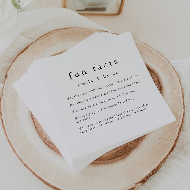 EMELIA Boho Minimalist Unique Fun Fact Wedding Napkin (EMELIA Boho Minimalist Unique Fun Fact Wedding Napkins)
