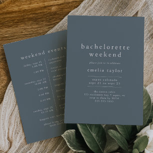 EMELIA Boho Navy Blue Simple Bachelorette Weekend Invitation