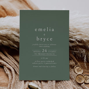 EMELIA Casual Sage Rustic Simple Mountain Wedding Invitation