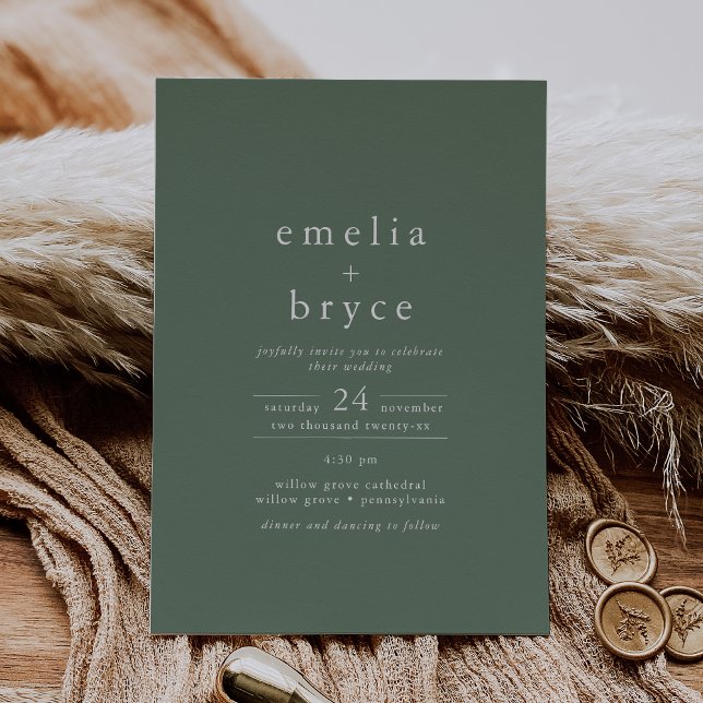 EMELIA Casual Sage Rustic Simple Mountain Wedding Invitation (EMELIA Casual Sage Rustic Simple Mountain Wedding Invitation)