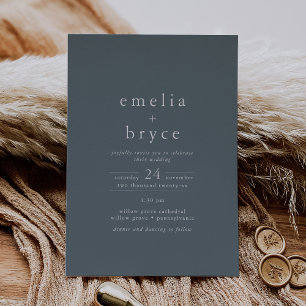 EMELIA Dark Blue Silver Foil Simple Boho Wedding