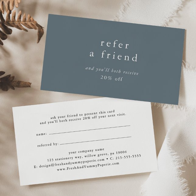 EMELIA Dusty Blue Minimal Refer a Friend Discount Referral Card (EMELIA Dusty Blue Minimal Refer a Friend Discount Referral Card)