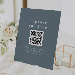 EMELIA Dusty Blue Rustic Capture the Love Wedding Pedestal Sign