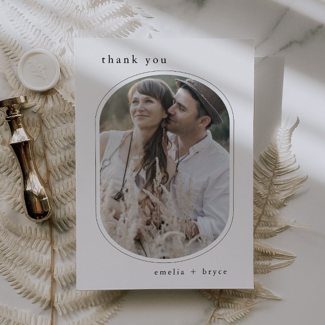 EMELIA Flat Boho Minimalist Unique Photo Wedding Thank You Card (EMELIA Flat Boho Minimalist Unique Photo Wedding Thank You Card)