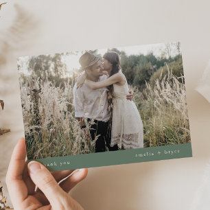 EMELIA Flat Rustic Simple Nature Photo Wedding Thank You Card