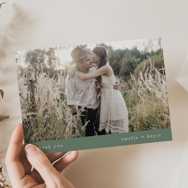 EMELIA Flat Rustic Simple Nature Photo Wedding Thank You Card (EMELIA Flat Rustic Simple Nature Photo Wedding Thank You Card)