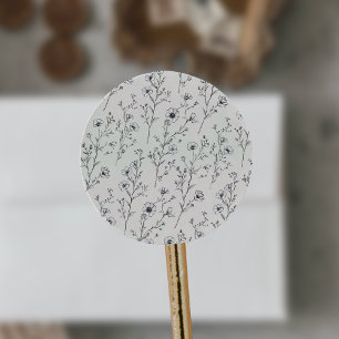 EMELIA Floral Cream Wildflower Botanical Wedding Classic Round Sticker
