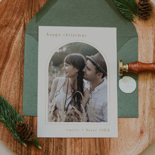 EMELIA Gold Cute Family Photo Happy Christmas Holiday Card