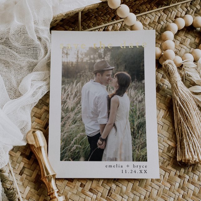 EMELIA Gold Foil Boho Simple Wedding Save the Date (EMELIA Gold Foil Boho Simple Wedding Save the Date Foil Invitation)