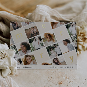 EMELIA Gold Foil Family Multi Photo Christmas Holiday Card